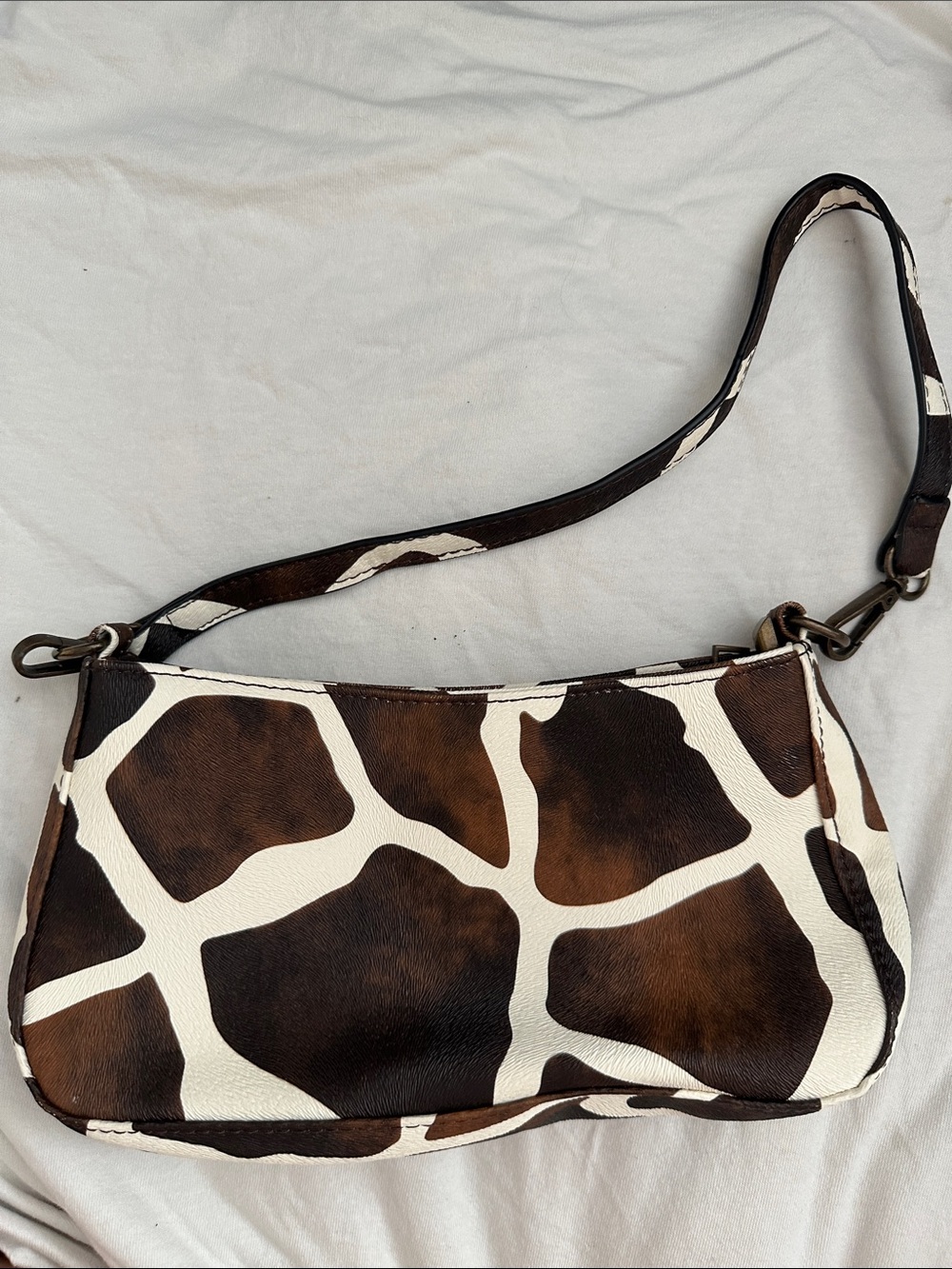 Brown and White Giraffe Print Shoulder Bag - Women Bags